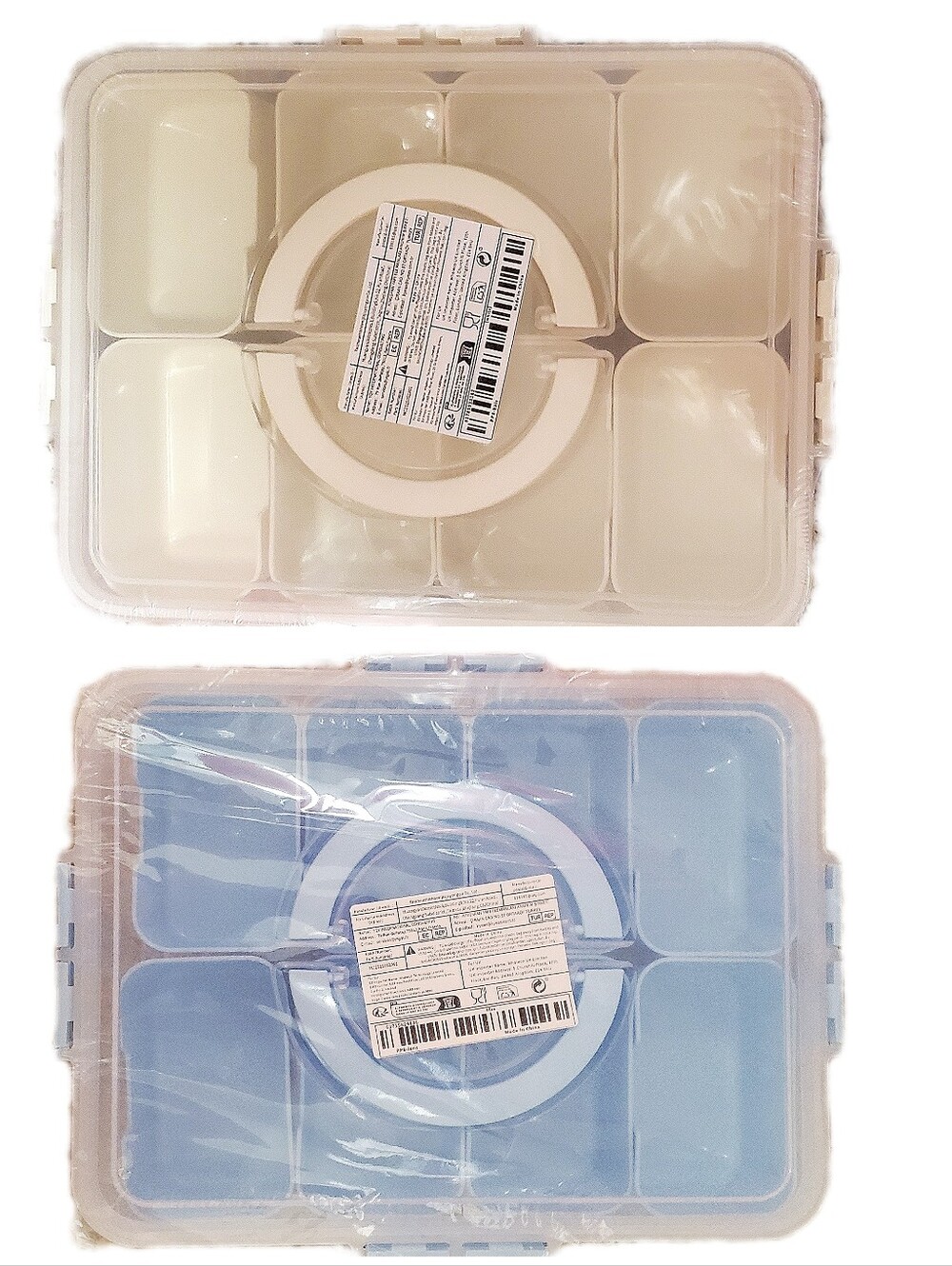 2 NEW Bento boxes, food storage, crafts bins+handles LARGE 11.5"/8.75"/3"